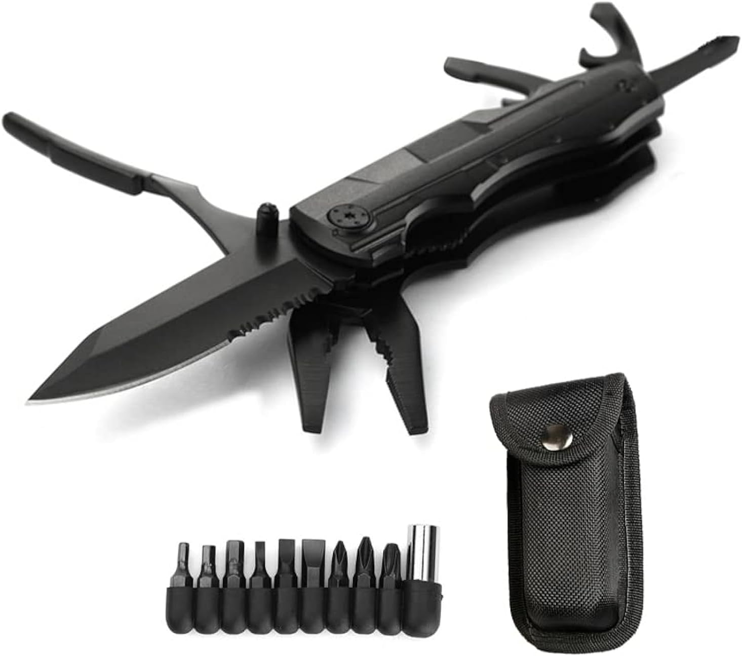 Folding pocket multitool with saw, pliers and screwdriver